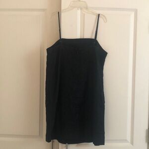Madewell Goldie 100% linen mini dress in black, size 4